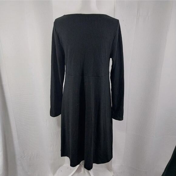NWOT! OLD NAVY MATERNITY! RICH BLACK RIBBED KNIT LONG SLEEVE DRESS! SZ L - Picture 6 of 11